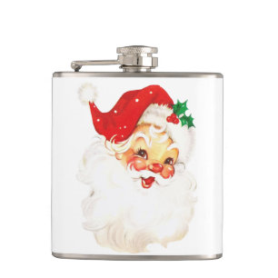 Vintage Retro fröhlicher alter Weihnachtsmann Weih Flachmann