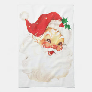 Vintage Retro fröhlicher alter Weihnachtsmann Weih Geschirrtuch
