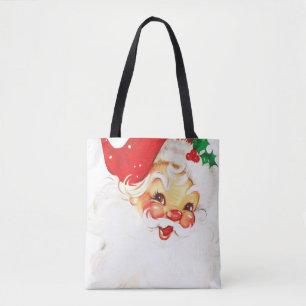 Vintage Retro Fröhlicher Alter Weihnachtsmann Weih Tasche