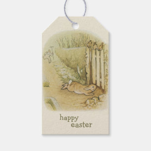 Vintage Retro Fröhlicher Osterhase Kaninchen Geschenkanhänger
