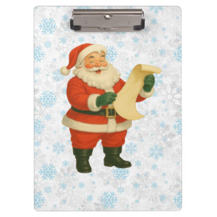 Vintage/retro fröhlicher Weihnachtsmann Klemmbrett
