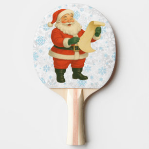 Vintage/retro fröhlicher Weihnachtsmann Tischtennis Schläger