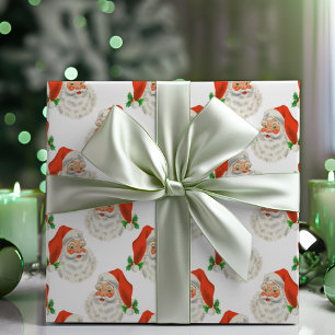 Vintage Retro fröhlicher Weihnachtsmann Weihnachte Geschenkpapier