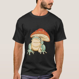 Vintage Retro Frosch mit Pilzschirm Boho Hip T-Shirt