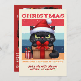 Vintage Retro Funny Cat Retro Christmas Photo Feiertagskarte
