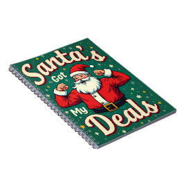 Vintage Retro Funny Santa Flexing Christmas Deals  Notizblock