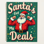 Vintage Retro Funny Santa Flexing Christmas Deals Planer (Vorderseite)