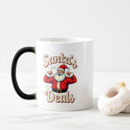 Vintage Retro Funny Santa Flexing Christmas Deals Verwandlungstasse