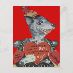 Vintage Retro Funny Wolf Valentine Card Feiertagspostkarte