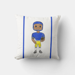 vintage retro Fußballspieler blau gelb einfach Kissen