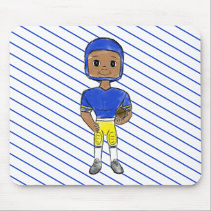 vintage retro Fußballspieler blau gelb einfach Mousepad