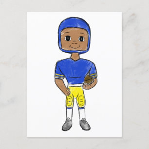 vintage retro Fußballspieler blau gelb einfach Postkarte