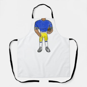 vintage retro Fußballspieler blau gelb einfach Schürze