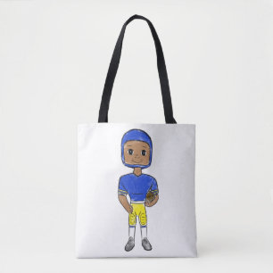 vintage retro Fußballspieler blau gelb einfach Tasche