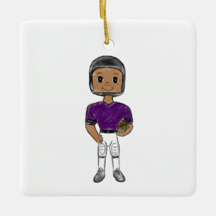 vintage retro Fußballspieler lila schwarz  einfach Keramikornament