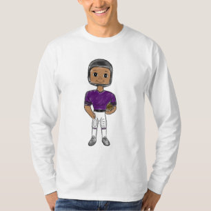 vintage retro Fußballspieler lila schwarz einfach T-Shirt