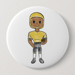 vintage retro Fußballspieler schwarz gelb einfach Button
