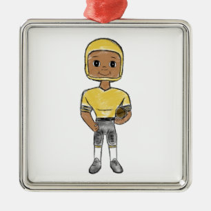 vintage retro Fußballspieler schwarz gelb einfach  Ornament Aus Metall