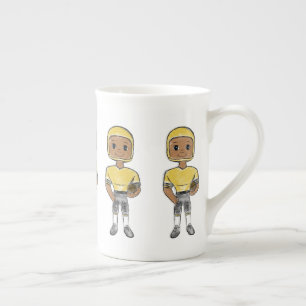 vintage retro Fußballspieler schwarz gelb einfach Porzellantasse