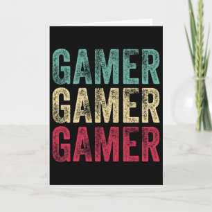Vintage Retro Gamer Video Game Player Boys Teens m Karte