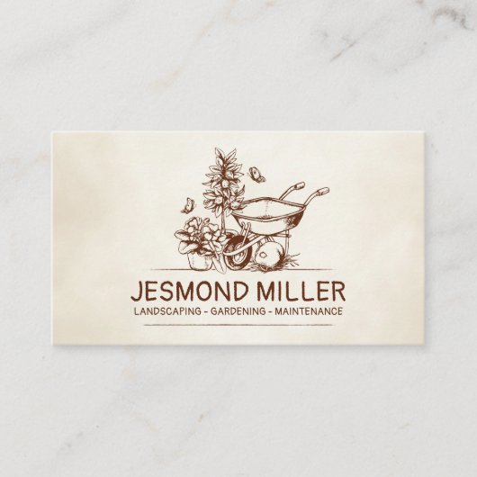 Vintage Retro-Gartendienstleistungen Visitenkarte (Vorderseite)