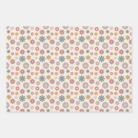 Vintage Retro Geschenkpapier Set (Vorderseite)