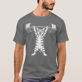 Vintage Retro Gewichte stemmen Fitnessstudio Katze T-Shirt