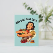 Vintage Retro Girl Postcard Natürlich kann ich Postkarte (Stehend Vorderseite)