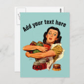 Vintage Retro Girl Postcard Natürlich kann ich Postkarte (Vorne/Hinten)