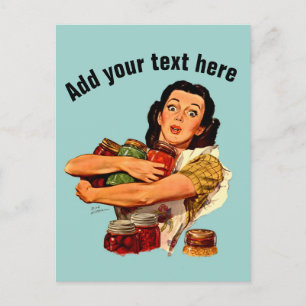 Vintage Retro Girl Postcard Natürlich kann ich Postkarte