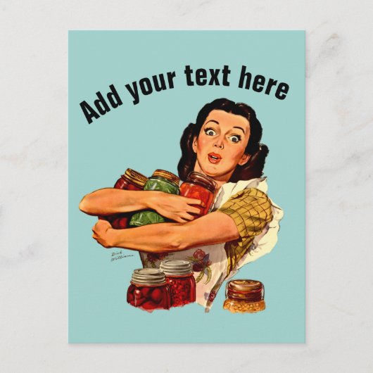 Vintage Retro Girl Postcard Natürlich kann ich Postkarte (Vorderseite)