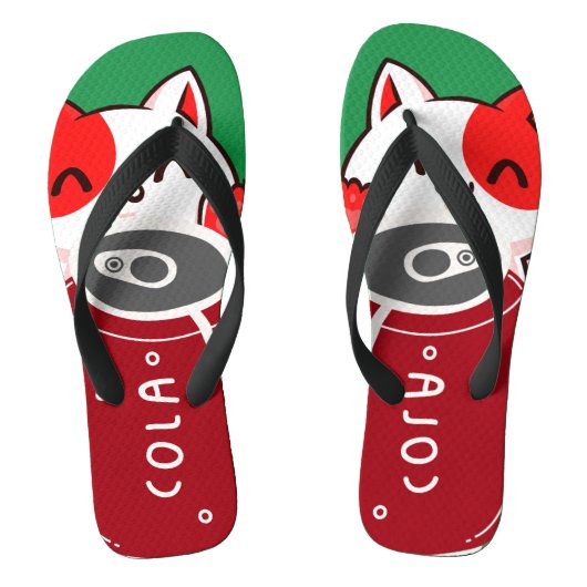 Vintage Retro glückliche drei Katzen mit Cola Badesandalen (Fußbett)