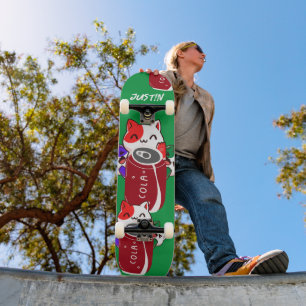Vintage Retro glückliche drei Katzen mit Cola Skateboard