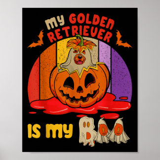 Vintage Retro Golden Retriever Ist Boo Halloween Poster