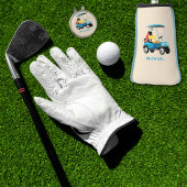 Vintage Retro Golf Cart Cute Blue Monogrammed Golfhandtuch