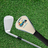 Vintage Retro Golf Cart Cute Blue Monogrammed Golfhandtuch