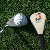 Vintage Retro Golf Cart Cute Blue Monogrammed