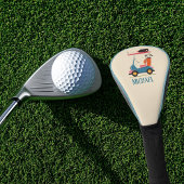 Vintage Retro Golf Cart Cute Blue Monogrammed Headcover