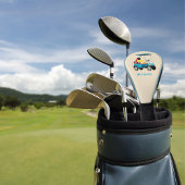 Vintage Retro Golf Cart Cute Blue Monogrammed Headcover