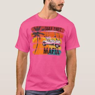 Vintage Retro Golf Cart Mafia mit Sonnenuntergang T-Shirt
