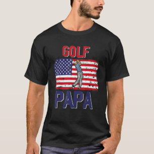 Vintage Retro Golf Papa Spieler Amerikanische Flag T-Shirt