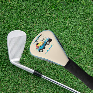 Vintage Retro Golfcart Cute Blaue Monogrammierte Golf Headcover