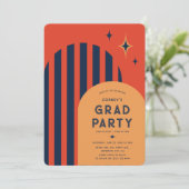 Vintage Retro-Graduierungspartei Einladung (Stehend Vorderseite)