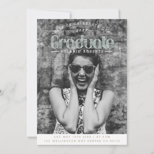 Vintage Retro-Graduierungspartei | FOTO Einladung (Vorderseite)