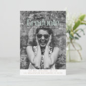 Vintage Retro-Graduierungspartei | FOTO Einladung (Stehend Vorderseite)