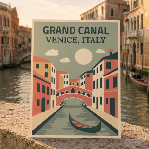 Vintage Retro Grand Canal Venedig Italien Rustikal Postkarte