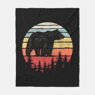 Vintage Retro Grizzlybär Fleecedecke