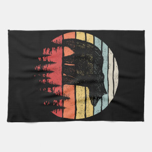 Vintage Retro Grizzlybär Geschirrtuch
