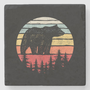 Vintage Retro Grizzlybär Steinuntersetzer