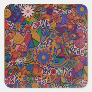 Vintage Retro Groovy 60er Jahre Geburtstagsfeier Quadratischer Aufkleber